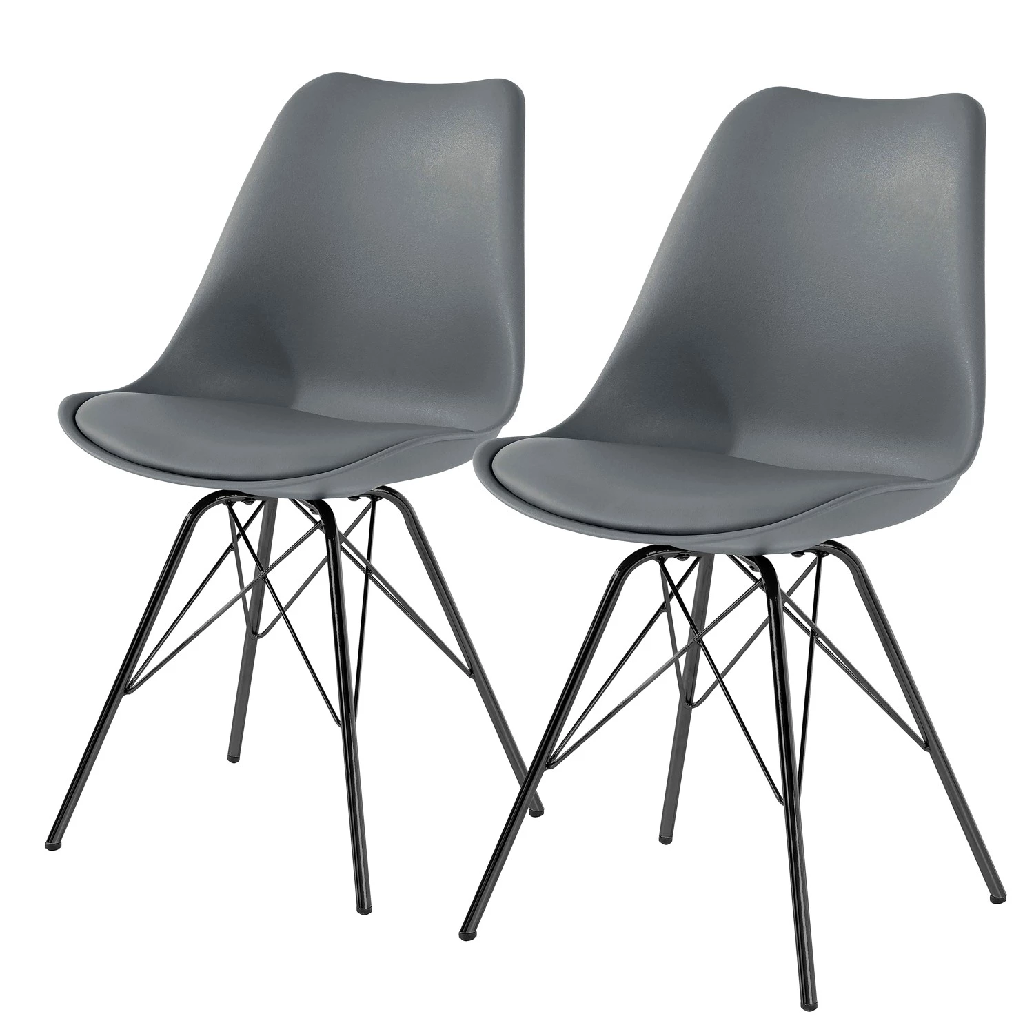 Norrwood Chaises Beatty (lot de 2) - Gris - Noir 1 Norrwood Chaises Beatty (lot de 2) - Gris - Noir