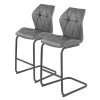 Loftscape Chaises de bar Ivin (lot de 2) - Imitation cuir / Métal - Noir - Gris