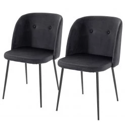 Jack & Alice Chaises Hollis (lot de 2) - Velours / Métal - Noir - Noir