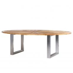 Maison Belfort Table Viello - Orme massif / Acier inoxydable - Orme / Acier inoxydable