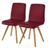 Schösswender Chaises Karla I (lot de 2) - Chêne sauvage massif - Rouge Bordeaux