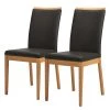 Schösswender Chaises Nora (lot de 2) - Cuir véritable / Chêne sauvage massif - Noir