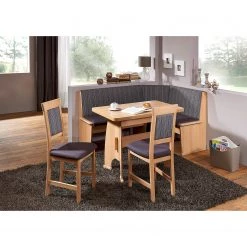 Schösswender Salle à manger Imola II (4 éléments) - Tissu / Partiellement en hêtre massif - Marron / Hêtre