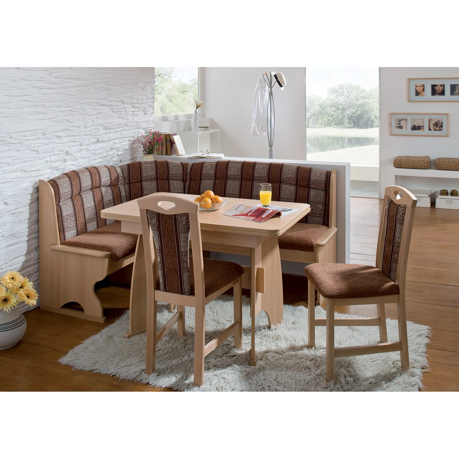 Schösswender Salle à manger Luzern I (4 éléments) - Tissu / Partiellement en hêtre massif - Marron / Hêtre 1 Schösswender Salle à manger Luzern I (4 éléments) - Tissu / Partiellement en hêtre massif - Marron / Hêtre