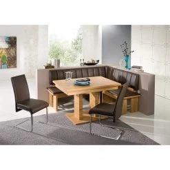 Schösswender Salle à manger complète Falco (4 élém.) - Imitation cuir / Métal - Chrome / Imitation chêne