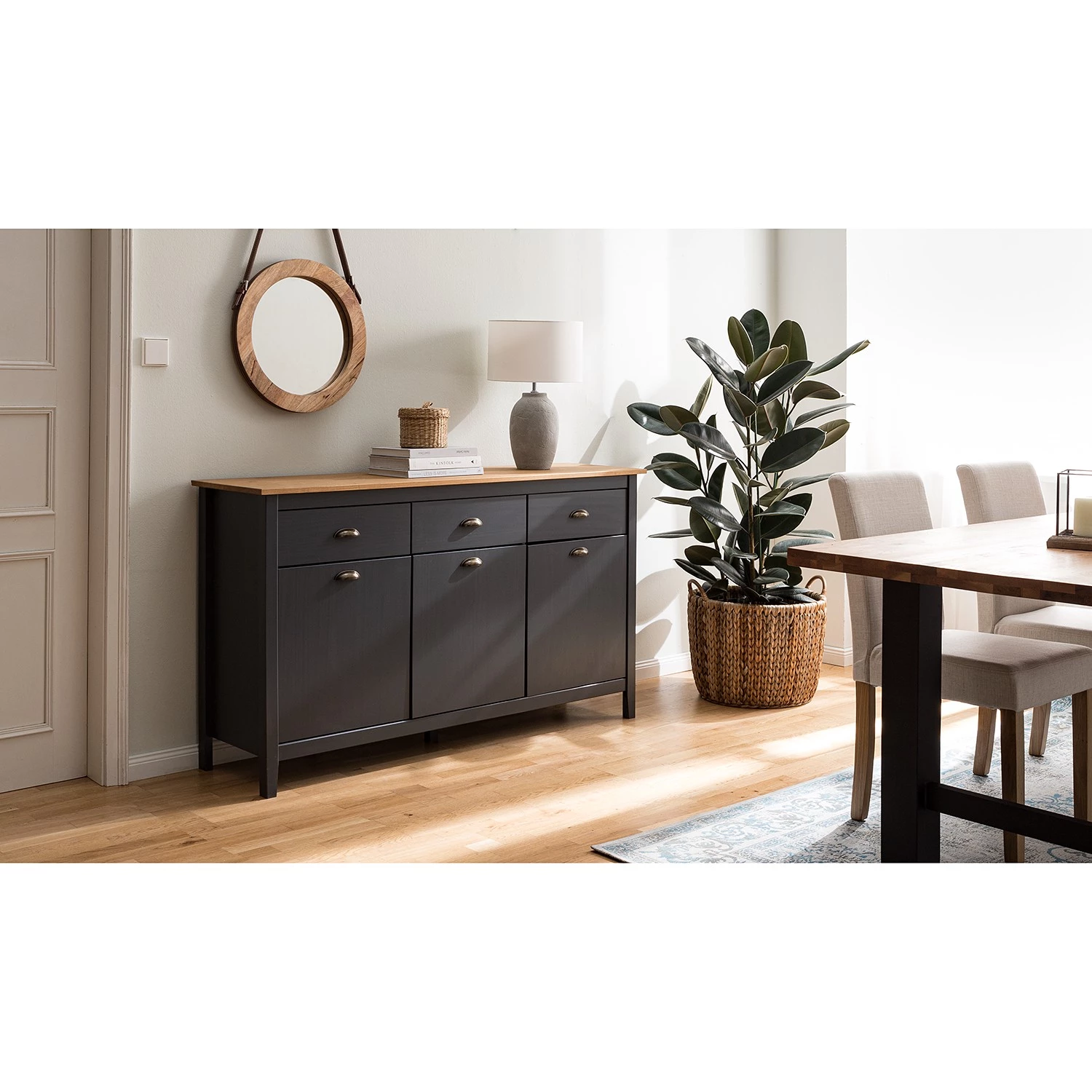 Maison Belfort Buffet Rivery - Pin massif - Anthracite 2 Maison Belfort Buffet Rivery - Pin massif - Anthracite – Image 2