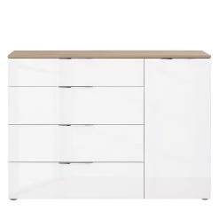 Maja Möbel Commode Trend V - Verre - Blanc / Imitation chêne Sonoma -Meubles de salle à manger Soldes Magasin 1000197467 191129 08041900003 DETAILS P000000001000197467