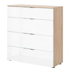 Maja Möbel Commode Trend IV - Verre - Blanc / Imitation chêne Sonoma