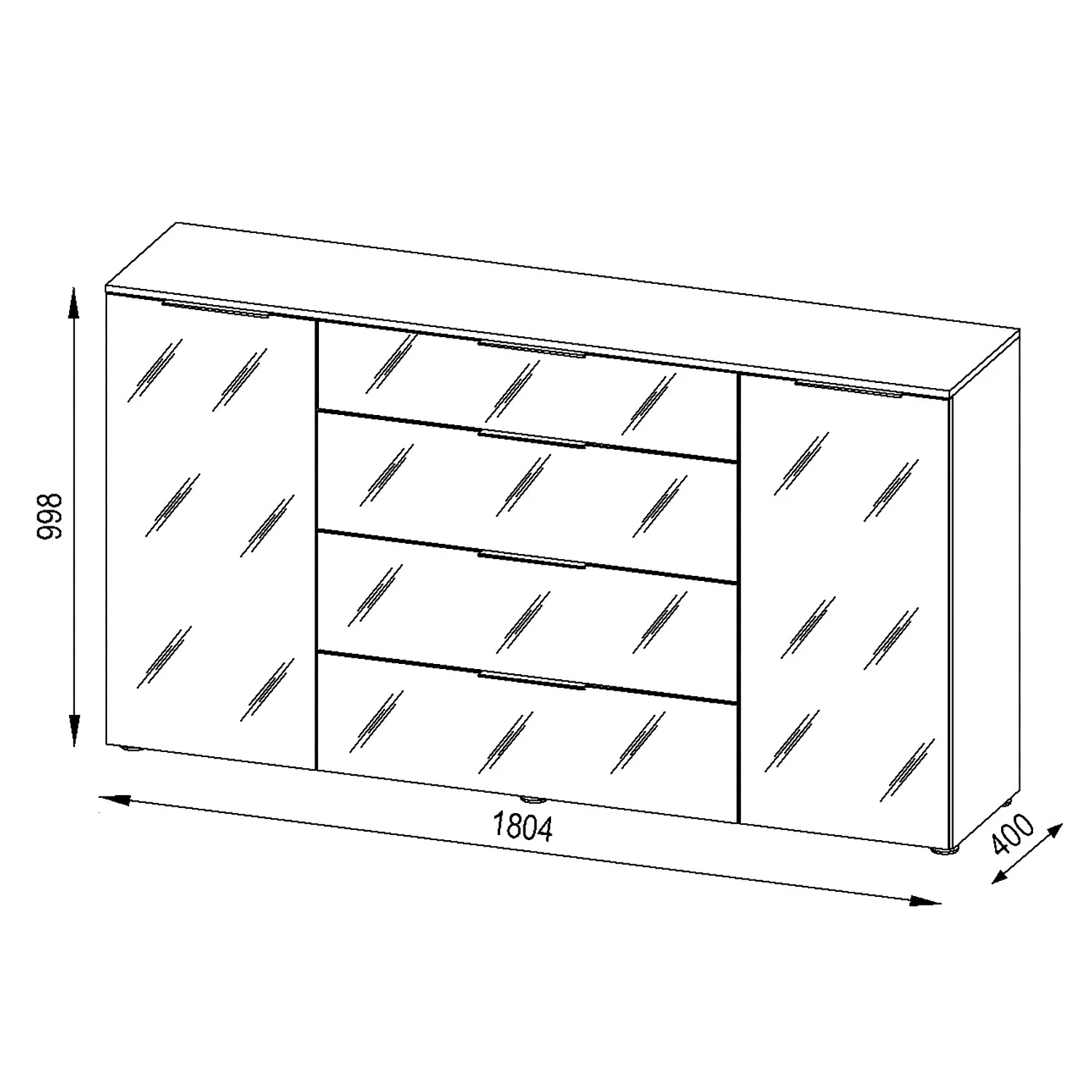Maja Möbel Buffet Trend II - Verre - Blanc / Imitation chêne Sonoma 3 Maja Möbel Buffet Trend II - Verre - Blanc / Imitation chêne Sonoma – Image 3