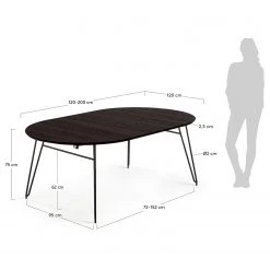 Norrwood Table Mison I - (extensible) - frêne massif / Acier - Noir / Frêne noir -Meubles de salle à manger Soldes Magasin 1000200240 210527 19252500008 SKETCH DETAILS P000000001000200240 sketch
