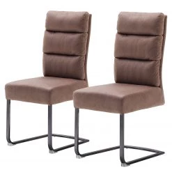 Fredriks Chaises cantilever Redan (lot de 2) - Microfibre / Acier - Marron vintage - Noir