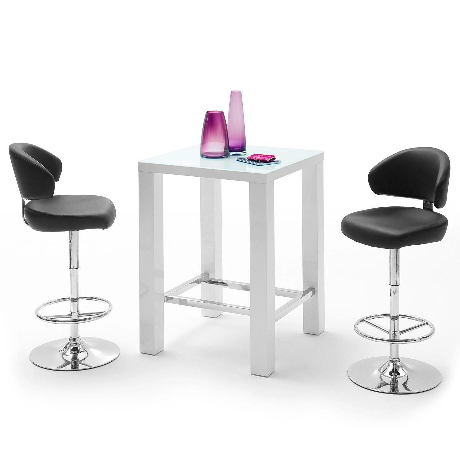 Fredriks Table haute Volet - Verre / Métal - Blanc brillant / Chrome 3 Fredriks Table haute Volet - Verre / Métal - Blanc brillant / Chrome – Image 3