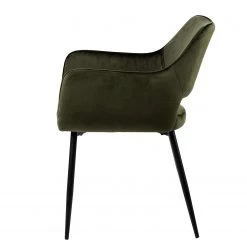 Mørteens Chaises à accoudoirs Rivanna - Velours/ Métal - Vert olive / Noir - Vert olive - Lot de 2 -Meubles de salle à manger Soldes Magasin 1000202050 200212 11145600101 DETAILS P000000001000202050