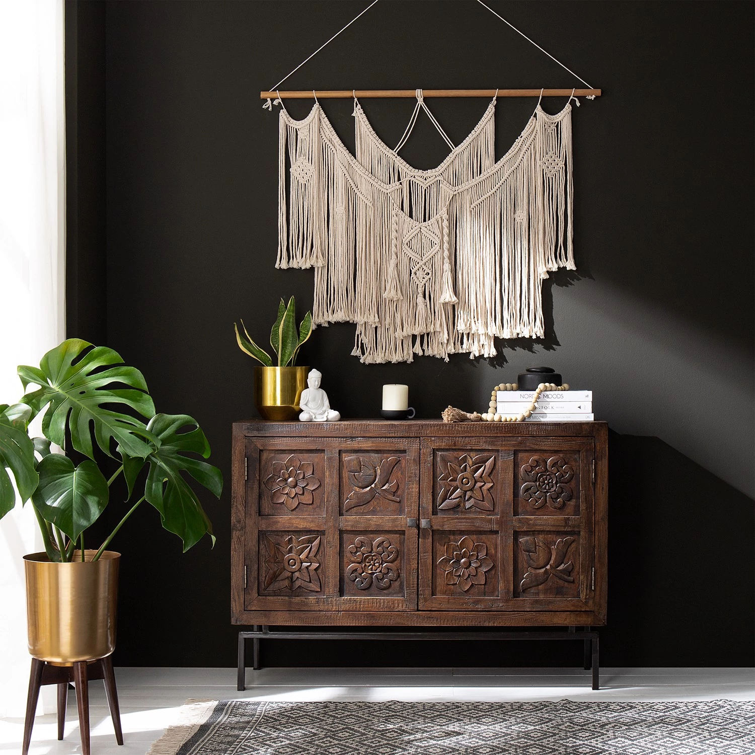 Wolf-Möbel Buffet Carving - Acacia massif / Métal - Acacia / Noir 3 Wolf-Möbel Buffet Carving - Acacia massif / Métal - Acacia / Noir – Image 3