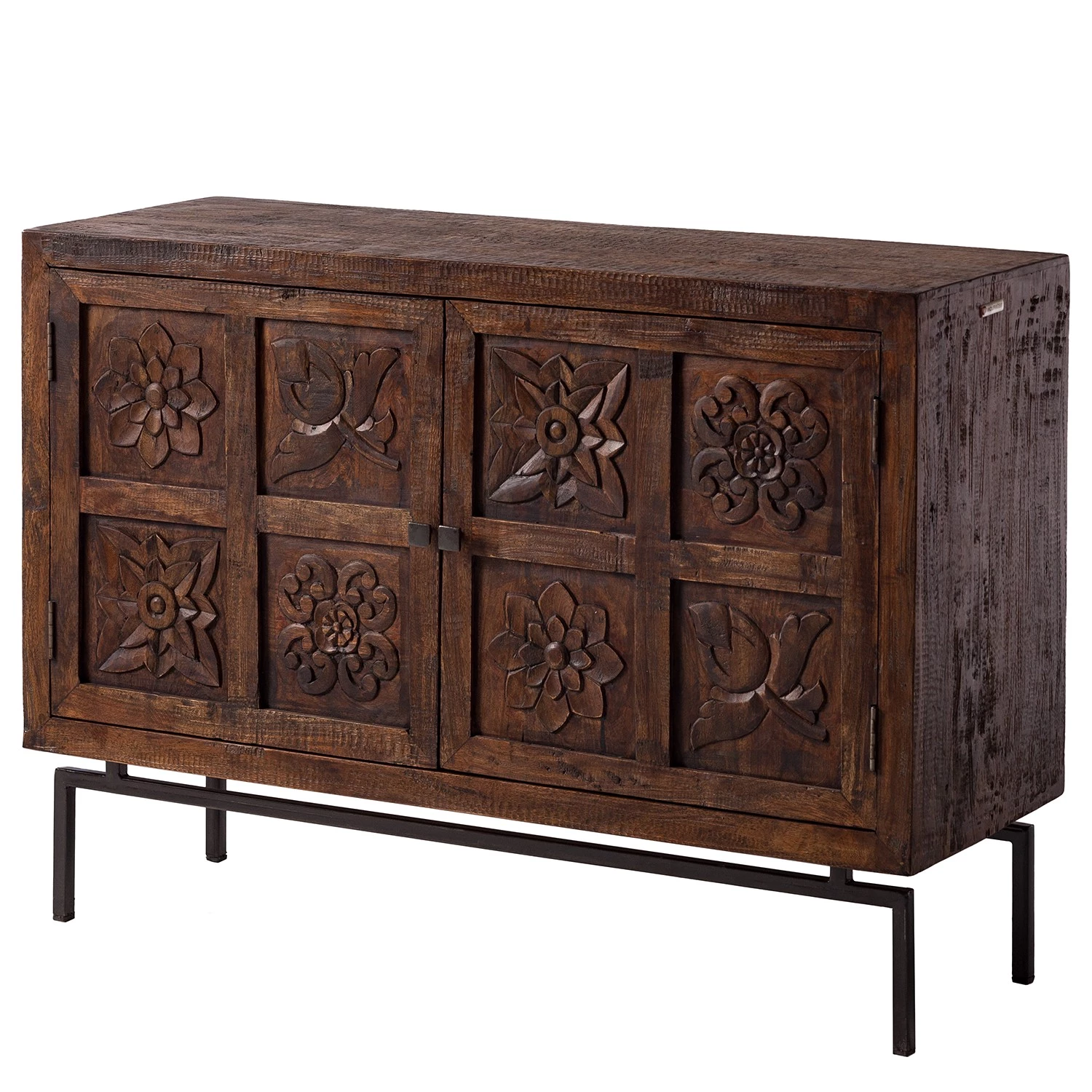 Wolf-Möbel Buffet Carving - Acacia massif / Métal - Acacia / Noir 1 Wolf-Möbel Buffet Carving - Acacia massif / Métal - Acacia / Noir