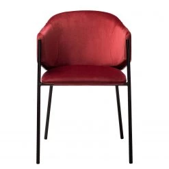 Mørteens Chaise à accoudoirs Koloa I - Velours / Acier - Bordeaux / Noir -Meubles de salle à manger Soldes Magasin 1000205088 201105 13560700026 DETAILS P000000001000205088