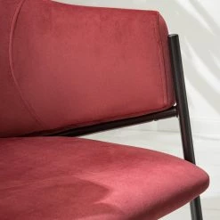 Mørteens Chaise à accoudoirs Koloa I - Velours / Acier - Bordeaux / Noir -Meubles de salle à manger Soldes Magasin 1000205088 201229 14352300006 DETAILS P000000001000205088