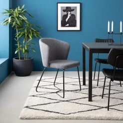 Mørteens Chaises à accoudoirs Tulia - Tissu / Acier - Gris foncé / Noir -Meubles de salle à manger Soldes Magasin 1000205089 201130 09444900001 MOOD DETAILS P000000001000205089 mood