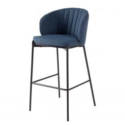 Mørteens Chaise de bar Cantil - Tissu / Acier - Noir - Bleu foncé