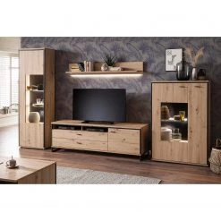 Loftscape Vitrine Buena - Imitation planches de chêne / Anthracite -Meubles de salle à manger Soldes Magasin 1000207354 200317 14284600058 MOOD DETAILS P000000001000207354 mood