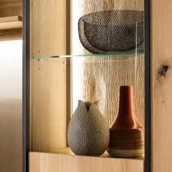 Naturoo Vitrine murale Doora - Partiellement en chêne à nœuds massif - Chêne à nœuds Bianco / Graphite -Meubles de salle à manger Soldes Magasin 1000207362 200317 14293200119 DETAILS P000000001000207362