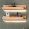 Loftscape Tablettes murales Salvo I (lot de 2) - Placage en chêne véritable - Planches de chêne Bianco