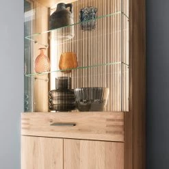 Loftscape Vitrine Salvo I - Partiellement en chêne massif - Planches de chêne Bianco / Gris -Meubles de salle à manger Soldes Magasin 1000207372 200317 14303500201 DETAILS P000000001000207372