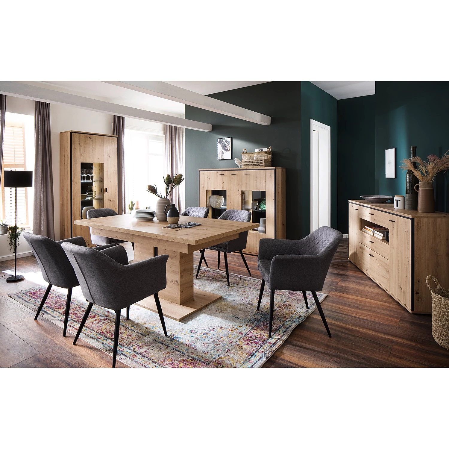 Loftscape Table Buena - Imitation planches de chêne / Anthracite 2 Loftscape Table Buena - Imitation planches de chêne / Anthracite – Image 2