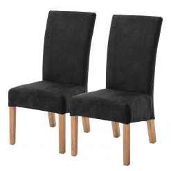 Ars Natura Chaises Karlsborg I (lot de 2) - Noir - Hêtre clair