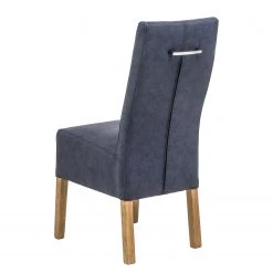 Ars Natura Chaises capitonnées Paki (lot de 2) - Imitation cuir / Chêne massif - Chêne / Bleu nuit -Meubles de salle à manger Soldes Magasin 1000207584 200318 13323500016 DETAILS P000000001000207584