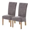 Ars Natura Chaises Karlsborg III (lot de 2) - Imitation cuir / Chêne massif - Chêne - Gris vintage