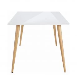 Loftscape Table Cowley I - Métal - Blanc brillant / Imitation chêne -Meubles de salle à manger Soldes Magasin 1000208148 200324 13580700155 DETAILS P000000001000208148