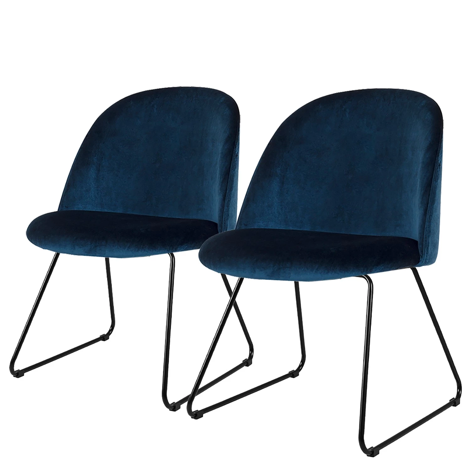 Tenzo Chaises capitonnées Ally II (lot de 2) - Velours / Métal - Tissu Vika : Bleu nuit - Noir 1 Tenzo Chaises capitonnées Ally II (lot de 2) - Velours / Métal - Tissu Vika : Bleu nuit - Noir