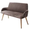 Mørteens Banquette Ondes - Microfibre et tissu / Chêne sauvage massif - Marron / Chêne sauvage