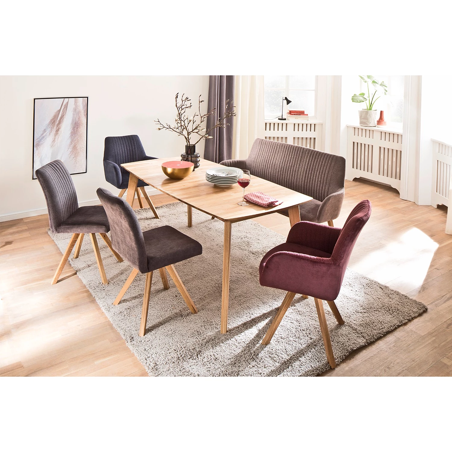 Mørteens Chaises capitonnées Ondes (lot de 2) - Microfibre et tissu / Chêne sauvage massif - Marron / Chêne sauvage 2 Mørteens Chaises capitonnées Ondes (lot de 2) - Microfibre et tissu / Chêne sauvage massif - Marron / Chêne sauvage – Image 2