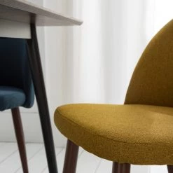 Mørteens Chaises capitonnées Jacklin III (2 él.) - Tissu / Métal - Imitation noyer - Jaune moutarde -Meubles de salle à manger Soldes Magasin 1000208738 210120 13385400006 DETAILS P000000001000208738