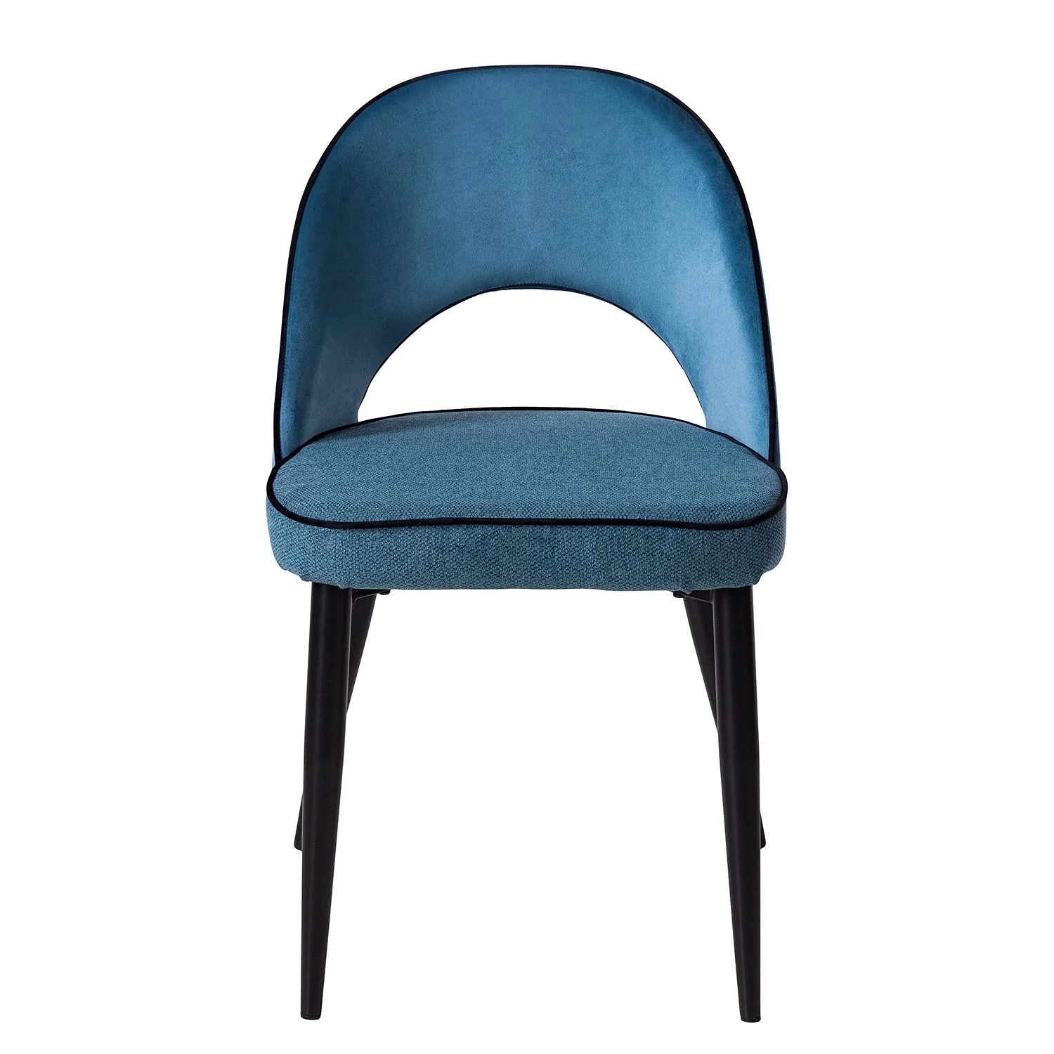 Jack & Alice Chaises capitonnées Jacky (lot de 2) - Tissu & velours / Métal - Gris chiné / Noir 4 Jack & Alice Chaises capitonnées Jacky (lot de 2) - Tissu & velours / Métal - Gris chiné / Noir – Image 4