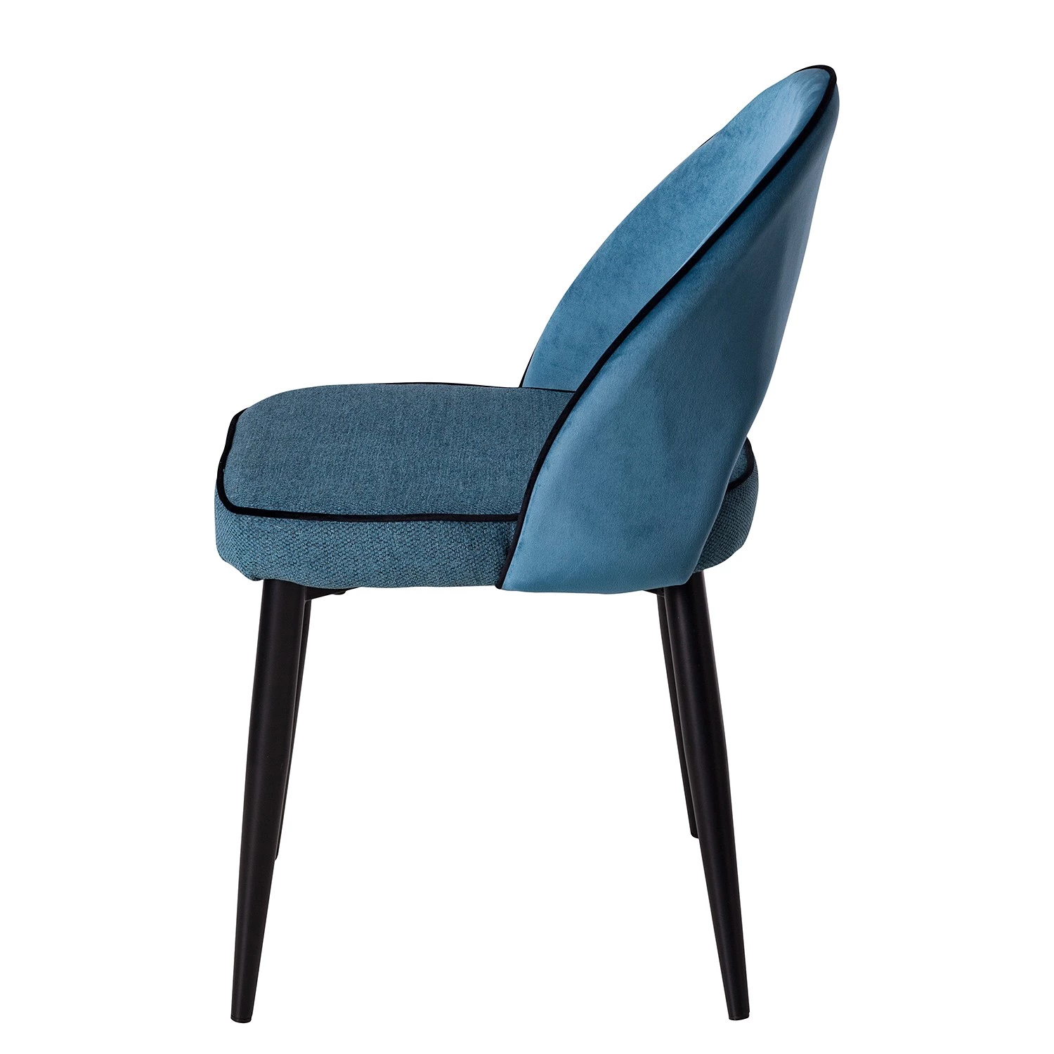 Jack & Alice Chaises capitonnées Jacky (lot de 2) - Tissu & velours / Métal - Gris chiné / Noir 5 Jack & Alice Chaises capitonnées Jacky (lot de 2) - Tissu & velours / Métal - Gris chiné / Noir – Image 5