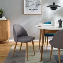 Mørteens Chaises capitonnées Jacklin II (2 él.) - Tissu / Métal - Imitation chêne - Gris clair -Meubles de salle à manger Soldes Magasin 1000208746 210106 06513300001 MOOD DETAILS P000000001000208746 mood