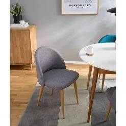 Mørteens Chaises capitonnées Jacklin II (2 él.) - Tissu / Métal - Imitation chêne - Gris clair -Meubles de salle à manger Soldes Magasin 1000208746 210106 06513300002 MOOD DETAILS P000000001000208746 mood