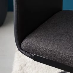 Fredriks Chaises cantilever Bjora II (lot de 2) - Tissu & imitation cuir / Métal - Anthracite / Noir -Meubles de salle à manger Soldes Magasin 1000208763 201118 12584100004 DETAILS P000000001000208763