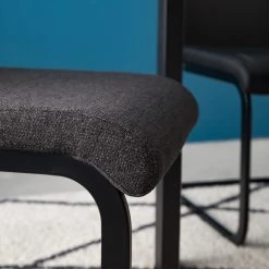 Fredriks Chaises cantilever Bjora II (lot de 2) - Tissu & imitation cuir / Métal - Anthracite / Noir -Meubles de salle à manger Soldes Magasin 1000208763 201118 12584400005 DETAILS P000000001000208763