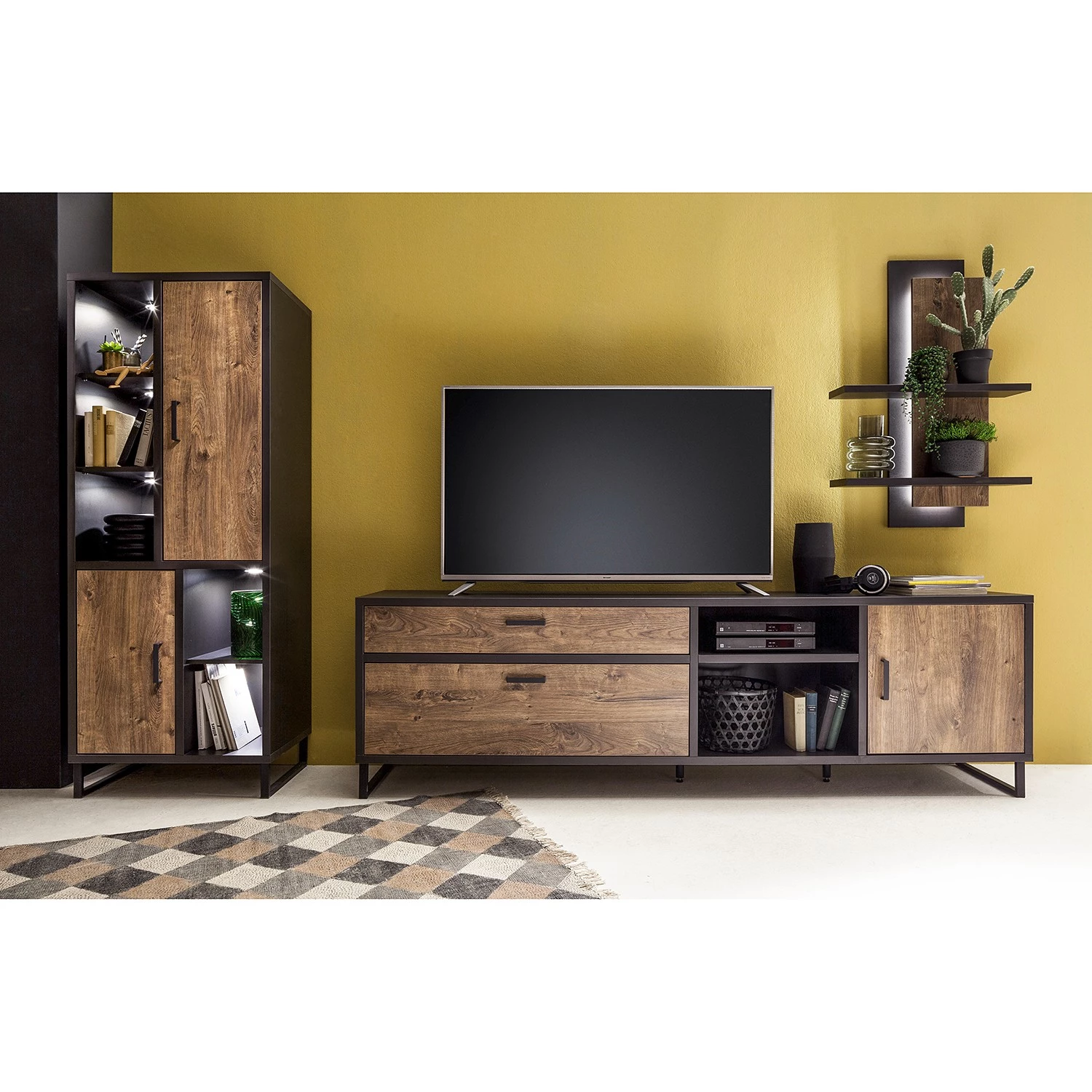 Red Living Étagère murale Hixson - Imitation chêne de tonneau / Noir 2 Red Living Étagère murale Hixson - Imitation chêne de tonneau / Noir – Image 2