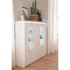 Loftscape Buffet haut Mundai - Avec éclairage  - Blanc / Imitation chêne de Wotan -Meubles de salle à manger Soldes Magasin 1000209049 200402 14342700030 MOOD DETAILS P000000001000209049 mood