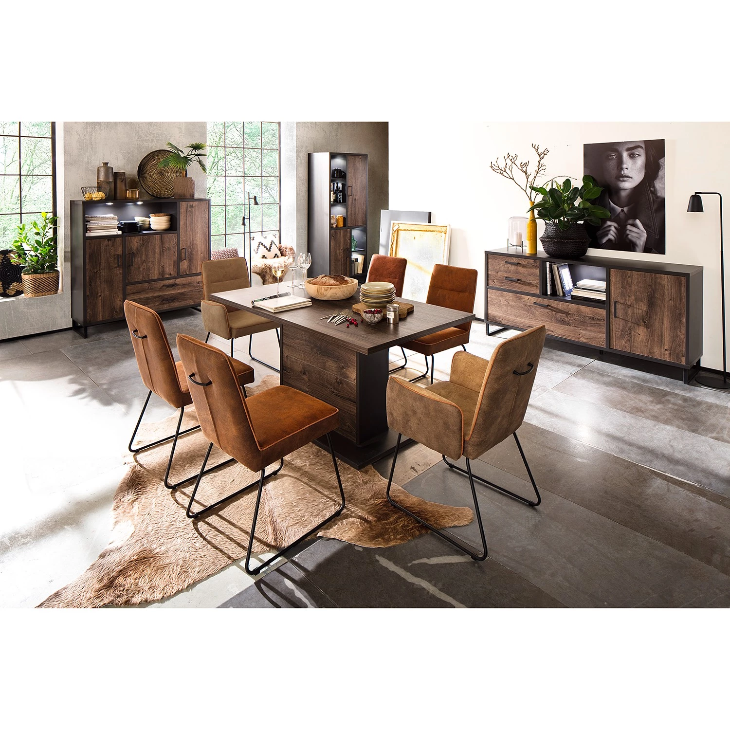 Red Living Buffet haut Hixson - Imitation chêne de tonneau / Noir 4 Red Living Buffet haut Hixson - Imitation chêne de tonneau / Noir – Image 4