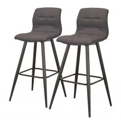 Loftscape Chaise de bar Nauvoo II (lot de 2) - Tissu / Acier - Anthracite / Noir