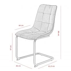 Loftscape Chaise cantilever Ewing - Microfibre / Métal - Noir - Anthracite - Lot de 2 -Meubles de salle à manger Soldes Magasin 1000209408 200408 14202000011 SKETCH DETAILS P000000001000209408 sketch