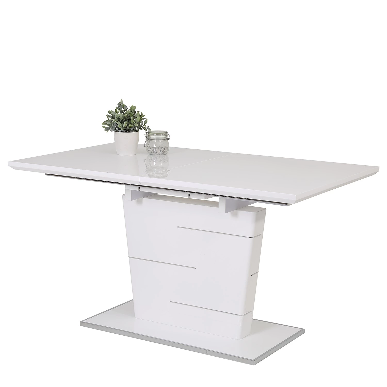 Loftscape Table Splott - (extensible) - Blanc brillant / chromé 1 Loftscape Table Splott - (extensible) - Blanc brillant / chromé