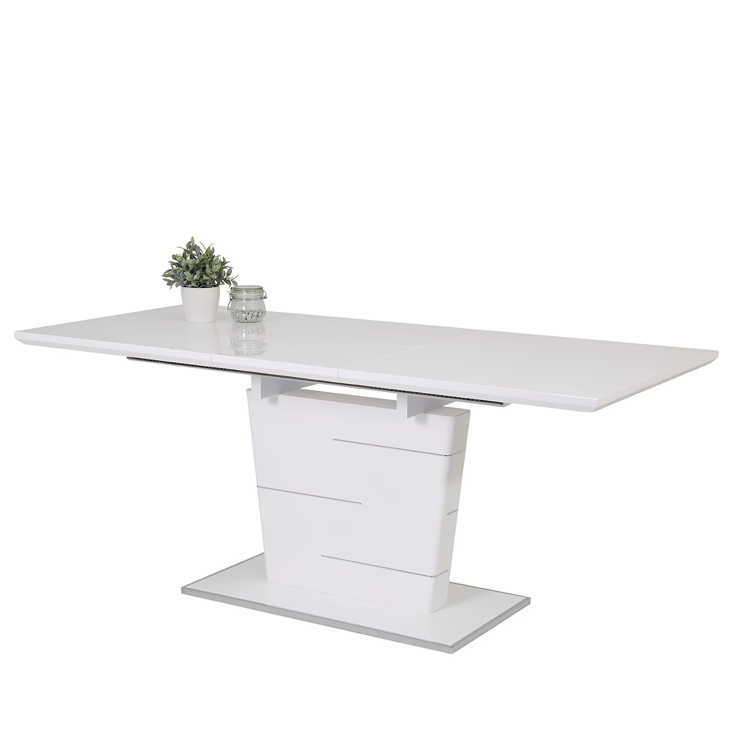 Loftscape Table Splott - (extensible) - Blanc brillant / chromé 3 Loftscape Table Splott - (extensible) - Blanc brillant / chromé – Image 3