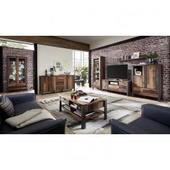 Red Living Vitrine Blackpool I - Avec éclairage - Imitation bois recyclé / Gris -Meubles de salle à manger Soldes Magasin 1000209815 210331 08332700011 MOOD DETAILS P000000001000209815 mood